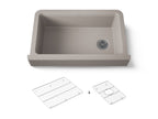 KOHLER K-25784-CM3 Cairn Undermount Single-Bowl Farmhouse Kitchen Sink - Matte Taupe