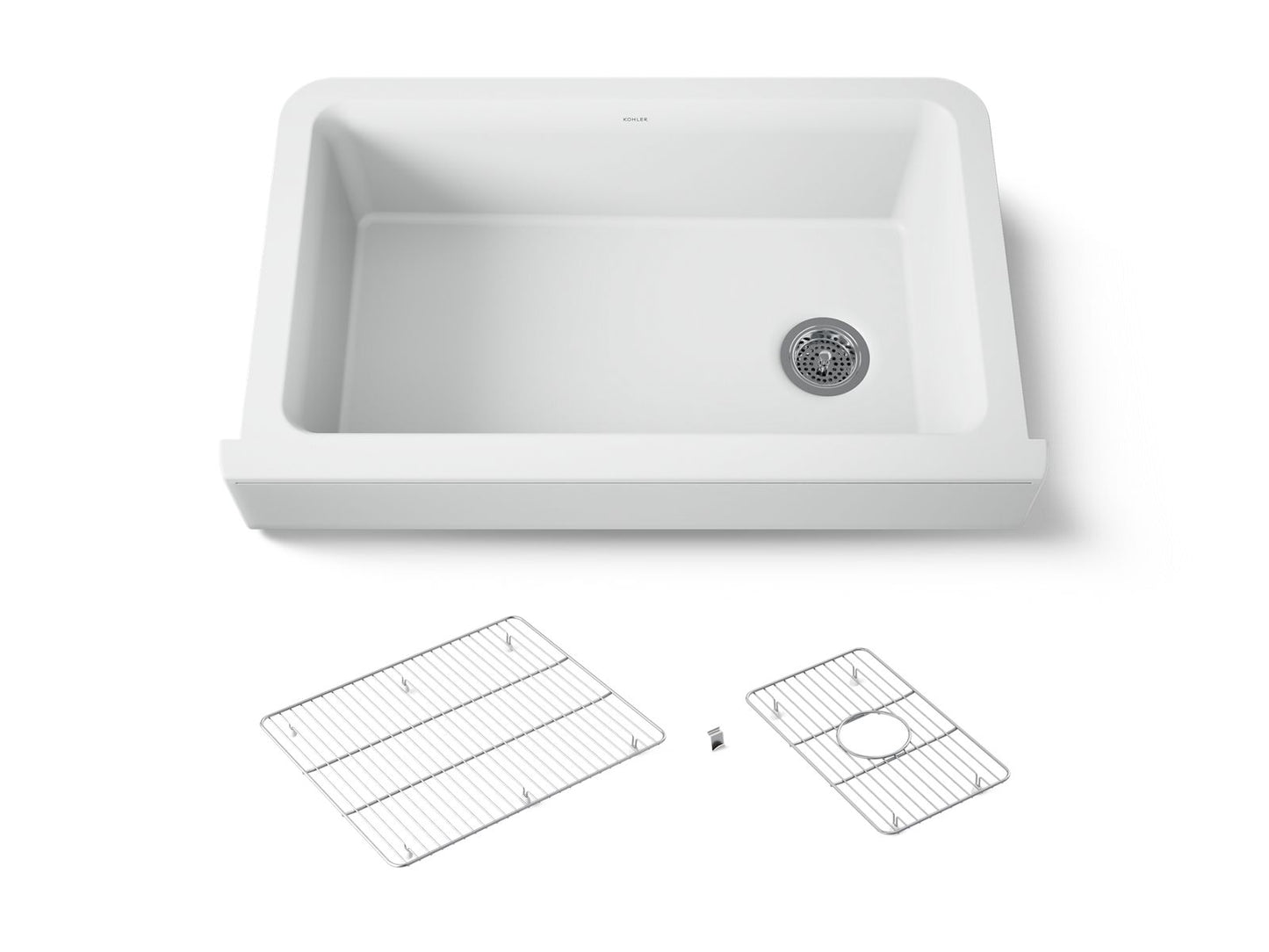 KOHLER K-25784-CM6 Cairn Undermount single-bowl farmhouse kitchen sink - Matte White