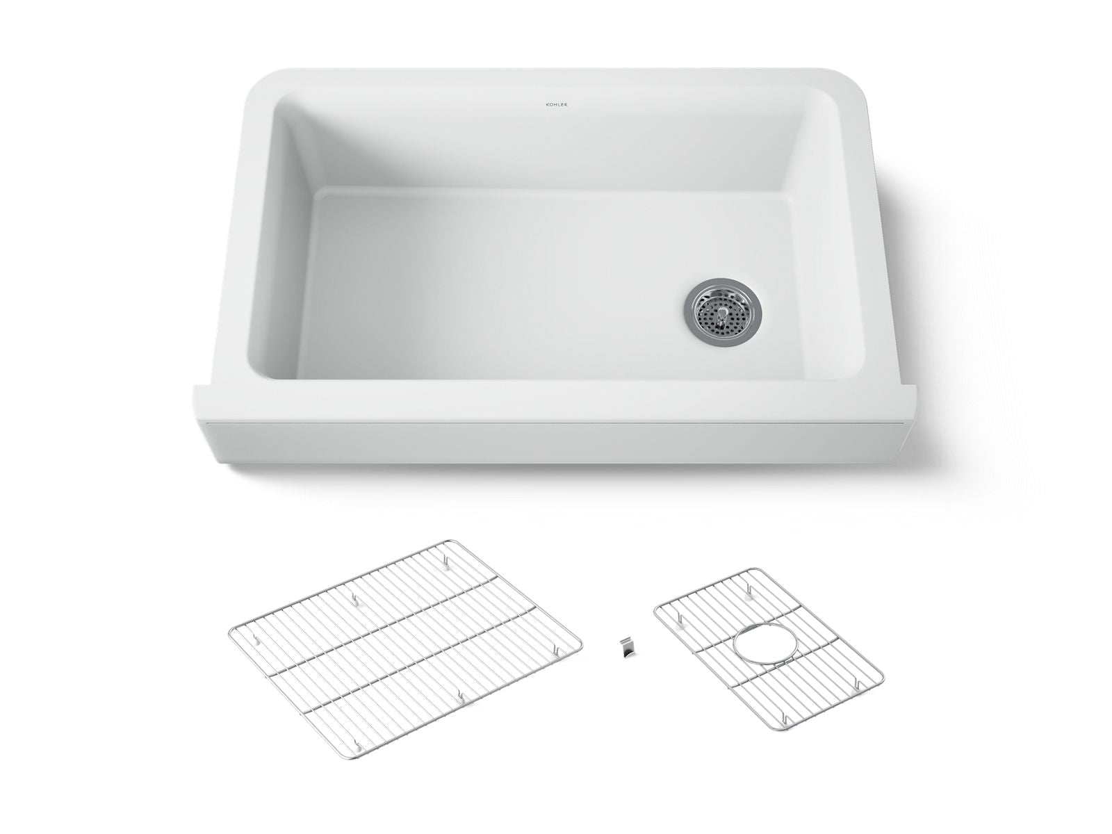 KOHLER K-25784-CM6 Cairn Undermount Single-Bowl Farmhouse Kitchen Sink - Matte White