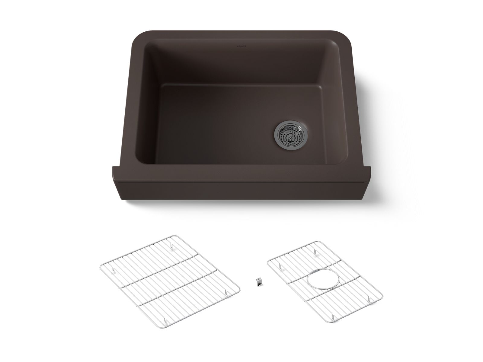 KOHLER K-25785-CM2 Cairn 29-3/4" Undermount Single-Bowl Farmhouse Kitchen Sink With Short Apron - Matte Brown