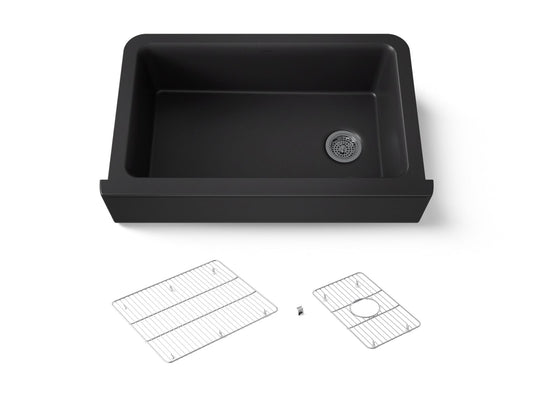 KOHLER K-25786-CM1 Cairn 34" undermount single-bowl farmhouse kitchen sink - Matte Black