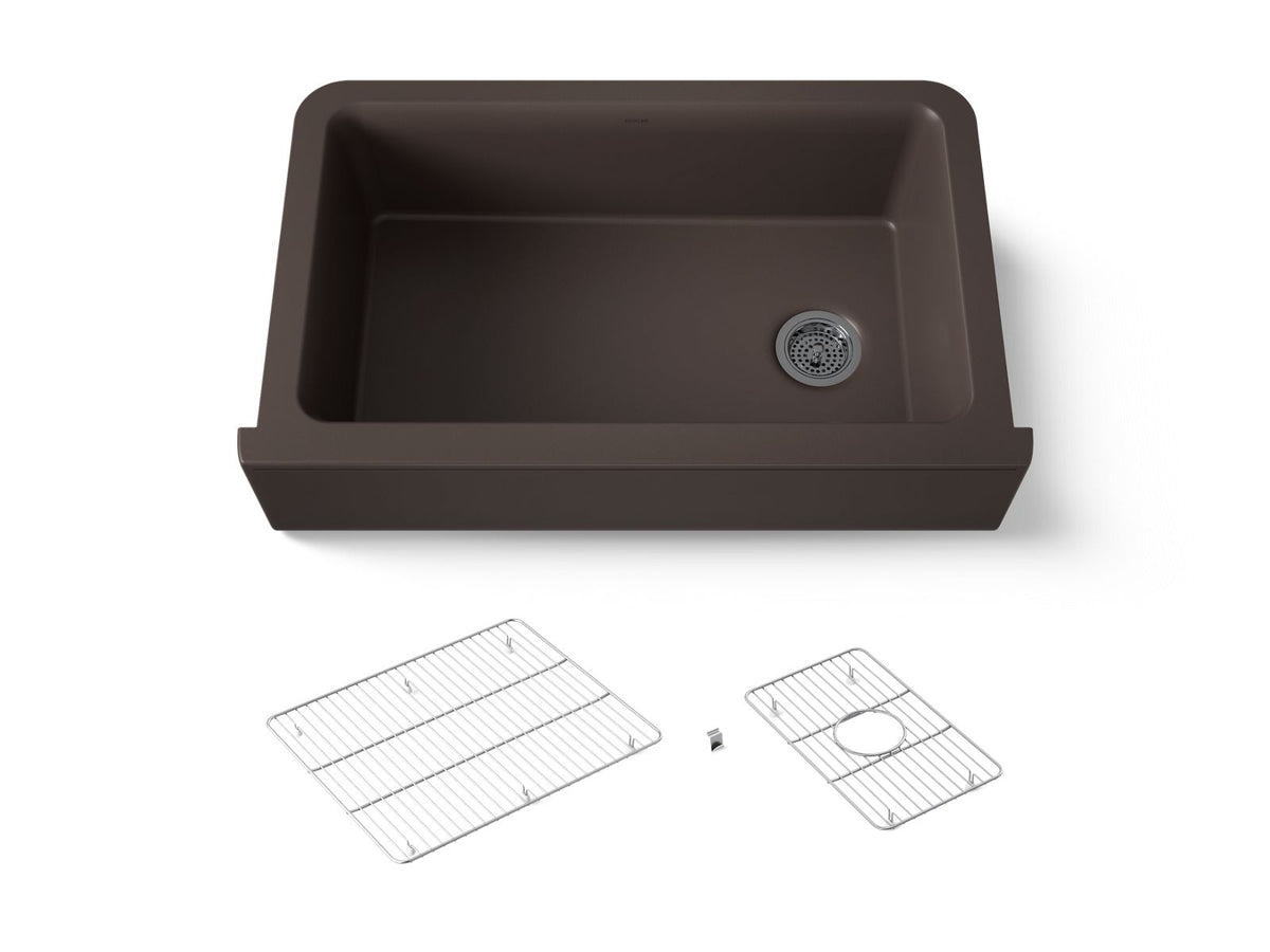 KOHLER K-25786-CM2 Cairn 34" Undermount Single-Bowl Farmhouse Kitchen Sink - Matte Brown