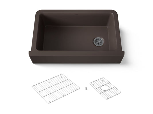 KOHLER K-25786-CM2 Cairn 34" undermount single-bowl farmhouse kitchen sink - Matte Brown