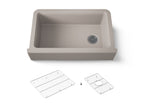 KOHLER K-25786-CM3 Cairn 34" Undermount Single-Bowl Farmhouse Kitchen Sink - Matte Taupe