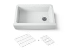 KOHLER K-25786-CM6 Cairn 34" Undermount Single-Bowl Farmhouse Kitchen Sink - Matte White