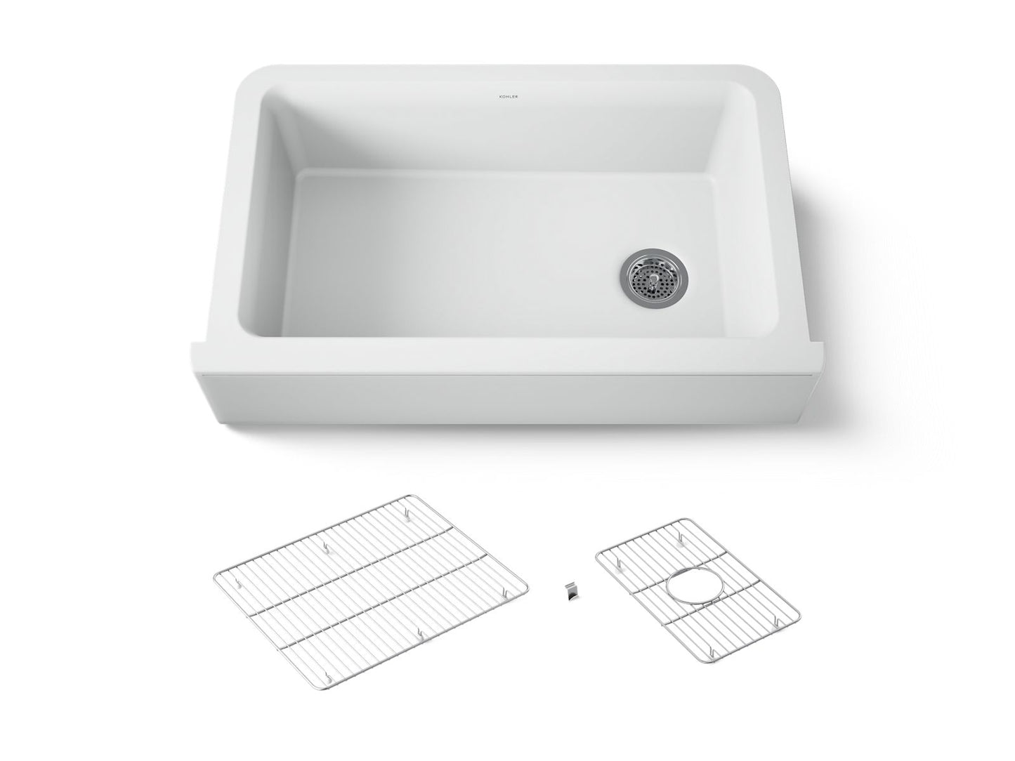 KOHLER K-25786-CM6 Cairn 34" undermount single-bowl farmhouse kitchen sink - Matte White