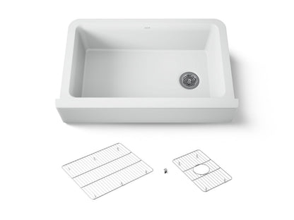 KOHLER K-25786-CM6 Cairn 34" undermount single-bowl farmhouse kitchen sink - Matte White
