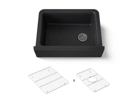 KOHLER K-25787-CM1 Cairn 29-11/16" undermount single-bowl farmhouse kitchen sink - Matte Black