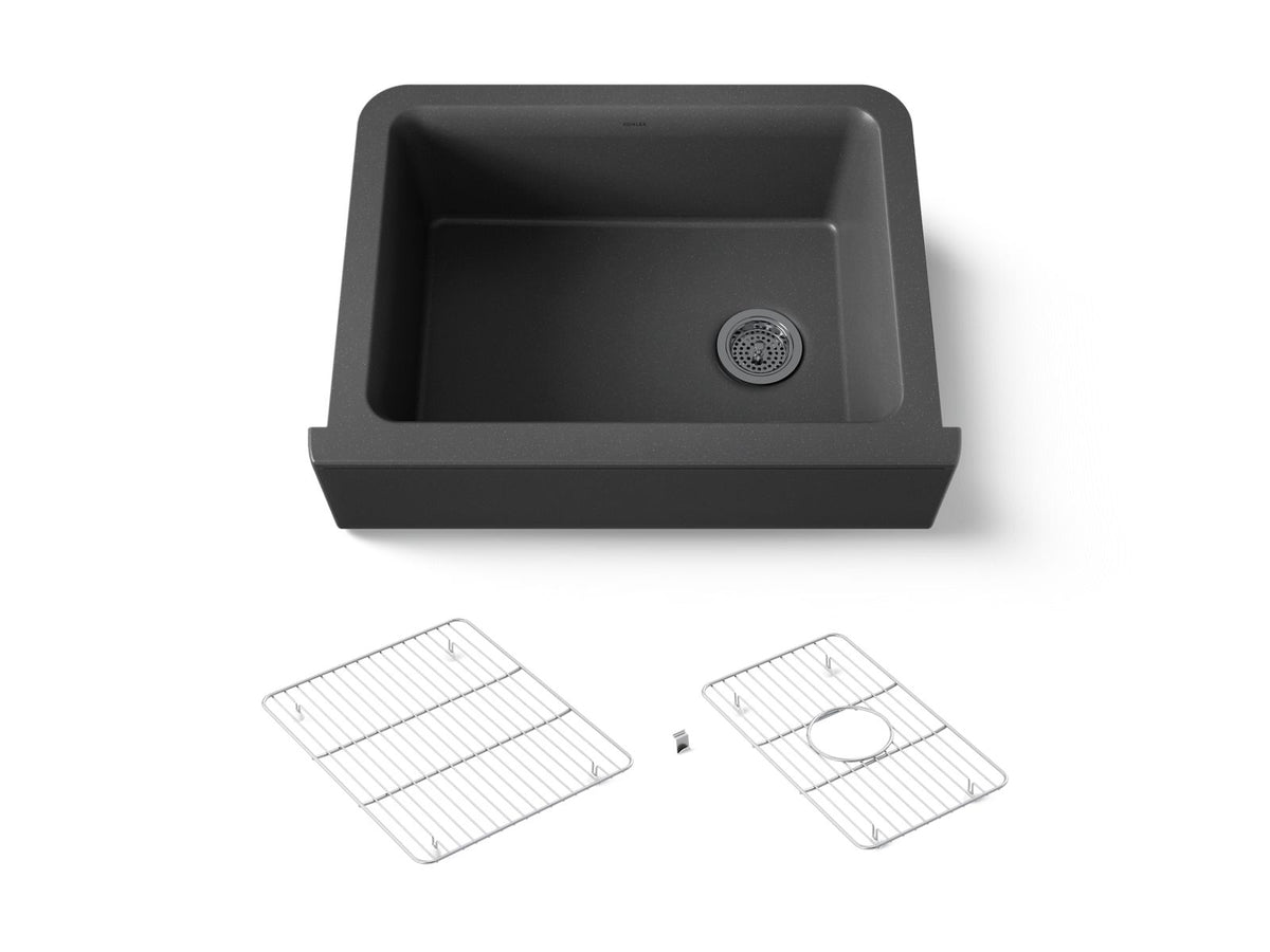 KOHLER K-25787-CM7 Cairn 29-11/16" Undermount Single-Bowl Farmhouse Kitchen Sink - Matte Graphite