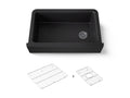 KOHLER K-25788-CM1 Cairn 34" Undermount Single-Bowl Farmhouse Kitchen Sink With Fluted Design - Matte Black