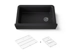 KOHLER K-25788-CM1 Cairn 34" Undermount Single-Bowl Farmhouse Kitchen Sink With Fluted Design - Matte Black