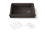KOHLER K-25788-CM2 Cairn 34" Undermount Single-Bowl Farmhouse Kitchen Sink With Fluted Design - Matte Brown