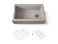 KOHLER K-25788-CM3 Cairn 34" Undermount Single-Bowl Farmhouse Kitchen Sink With Fluted Design - Matte Taupe