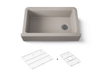 KOHLER K-25788-CM3 Cairn 34" Undermount Single-Bowl Farmhouse Kitchen Sink With Fluted Design - Matte Taupe