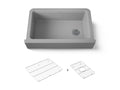 KOHLER K-25788-CM4 Cairn 34" Undermount Single-Bowl Farmhouse Kitchen Sink With Fluted Design - Matte Grey