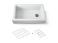 KOHLER K-25788-CM6 Cairn 34" Undermount Single-Bowl Farmhouse Kitchen Sink With Fluted Design - Matte White