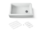 KOHLER K-25788-CM6 Cairn 34" Undermount Single-Bowl Farmhouse Kitchen Sink With Fluted Design - Matte White