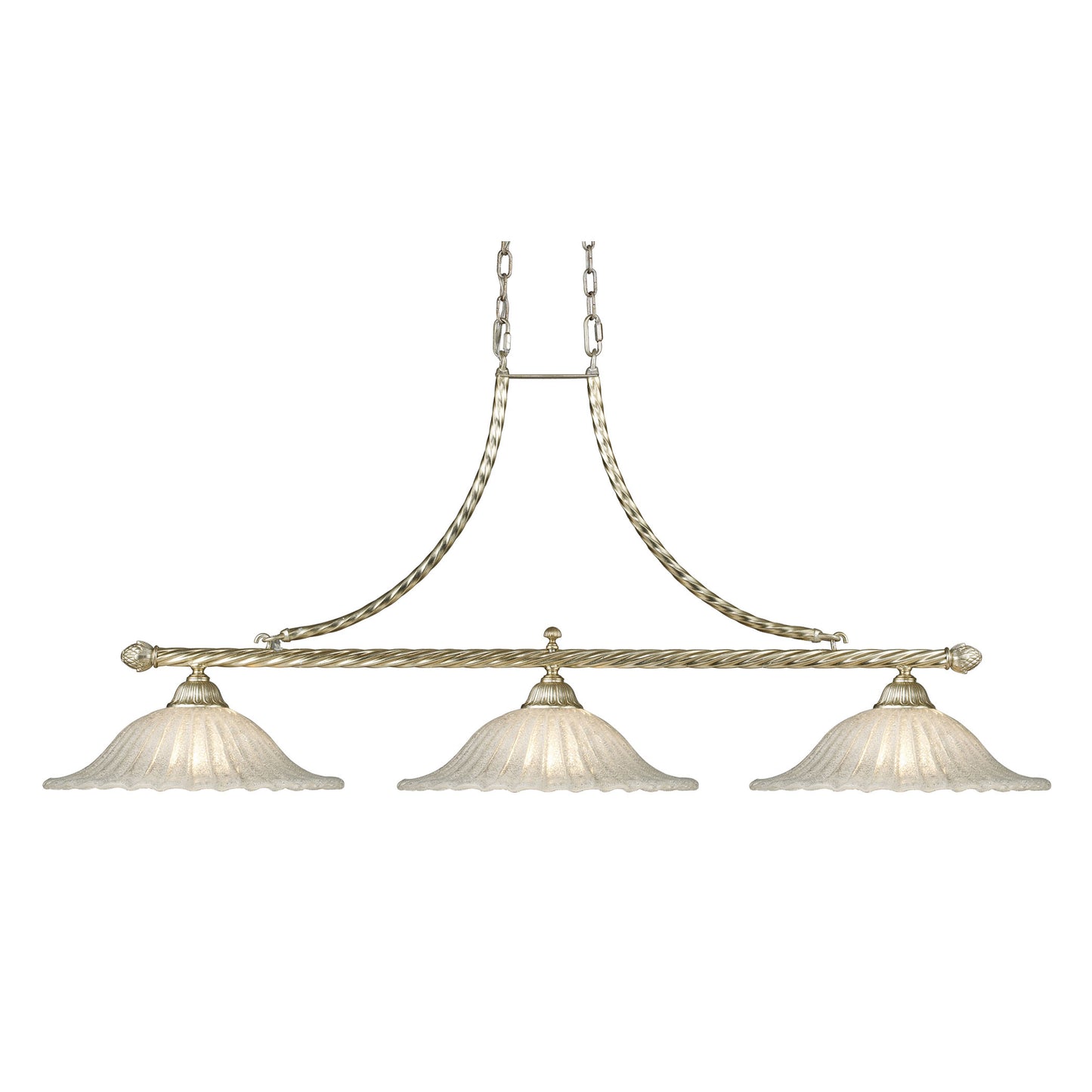 ELK SHOWROOM 2578/3 Bianco 54'' Wide 3-Light Linear Chandelier - Silver Leaf