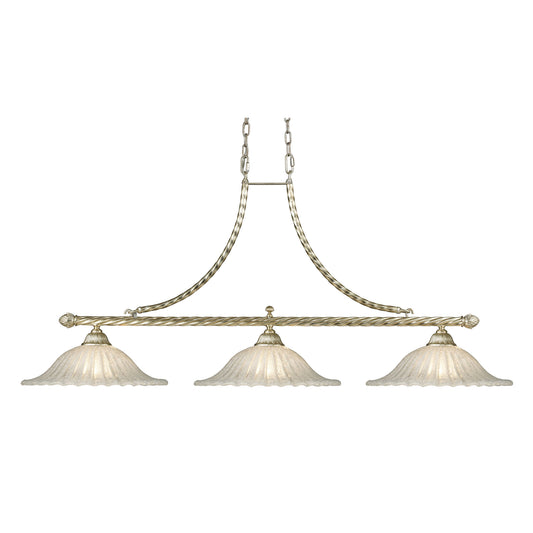 ELK SHOWROOM 2578/3 Bianco 54'' Wide 3-Light Linear Chandelier - Silver Leaf