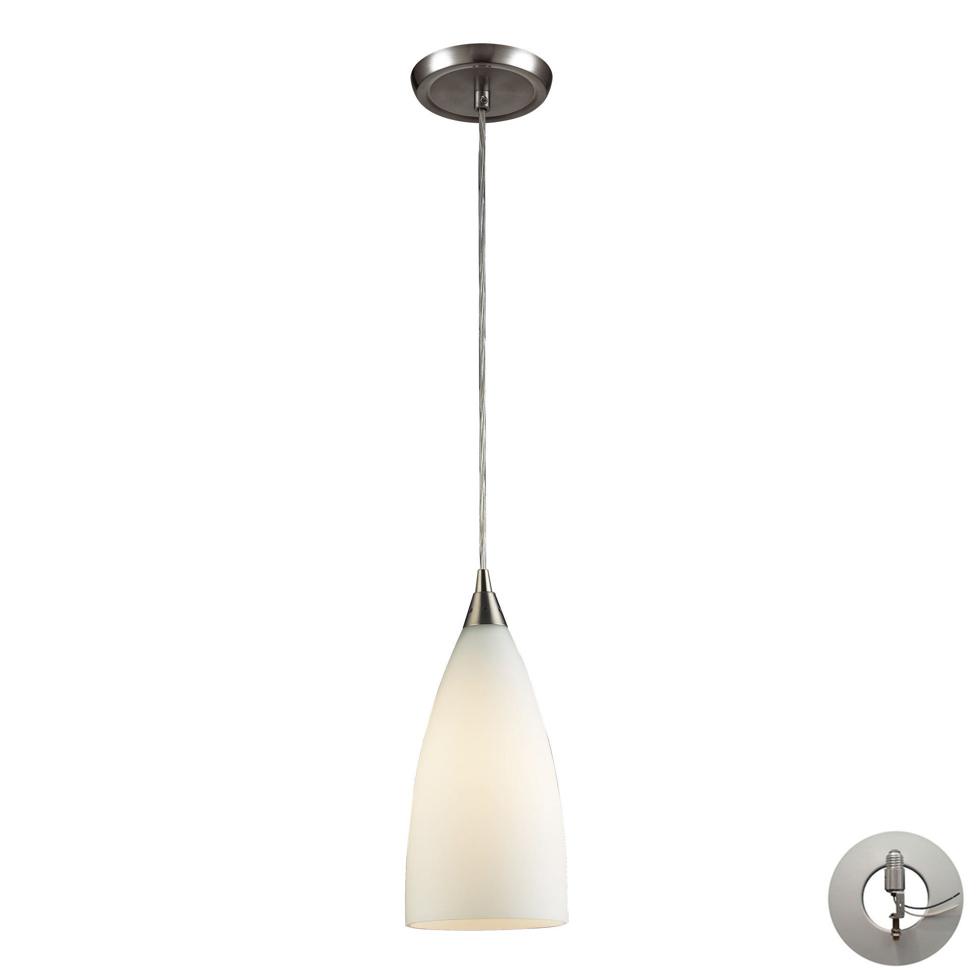 ELK SHOWROOM 2580/1-LA Vesta 5'' Wide 1-Light Pendant - Satin Nickel with White Glass (Includes Adapter Kit)