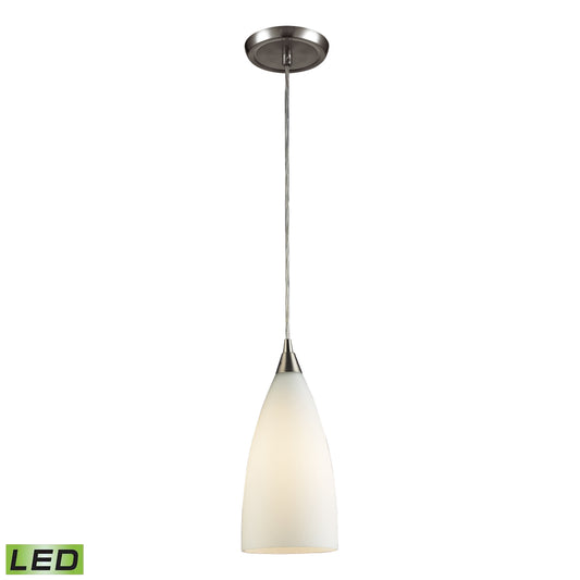 ELK SHOWROOM 2580/1-LED Vesta 5'' Wide 1-Light Pendant - Satin Nickel with White Glass (LED)