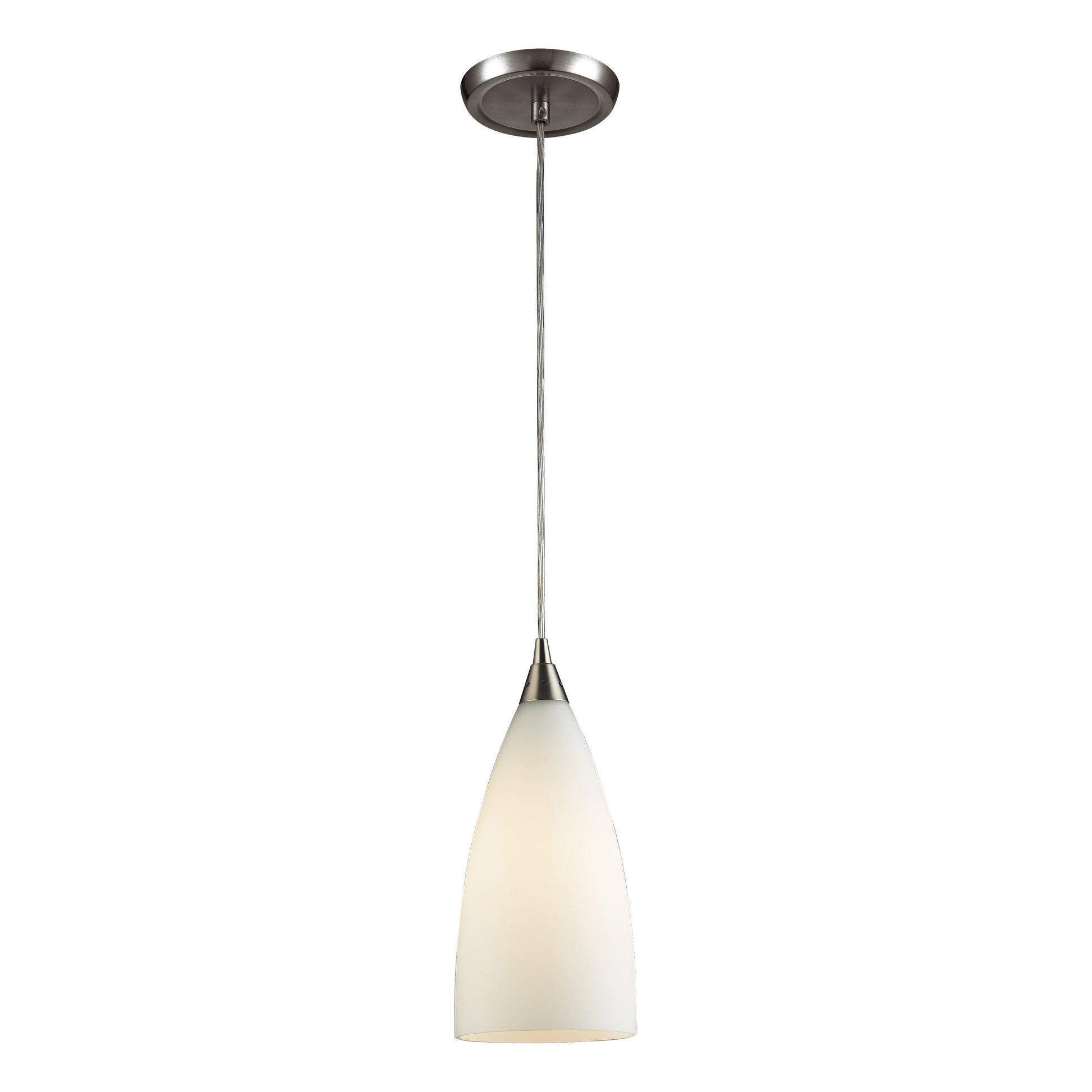 ELK SHOWROOM 2580/1 Vesta 5'' Wide 1-Light Pendant - Satin Nickel with White Glass