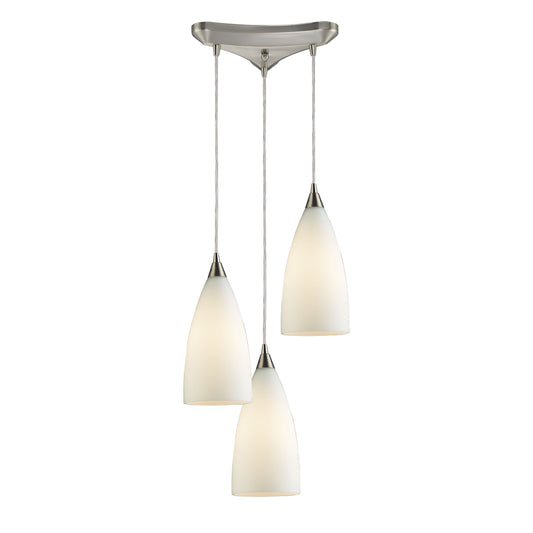 ELK SHOWROOM 2580/3 Vesta 10'' Wide 3-Light Pendant - Satin Nickel with White Glass