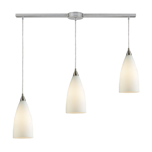 ELK SHOWROOM 2580/3L Vesta 36'' Wide 3-Light Pendant - Satin Nickel with White Glass