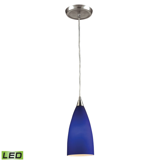 ELK SHOWROOM 2581/1-LA Vesta 5'' Wide 1-Light Pendant - Satin Nickel with Blue Glass (Includes Adapter Kit)