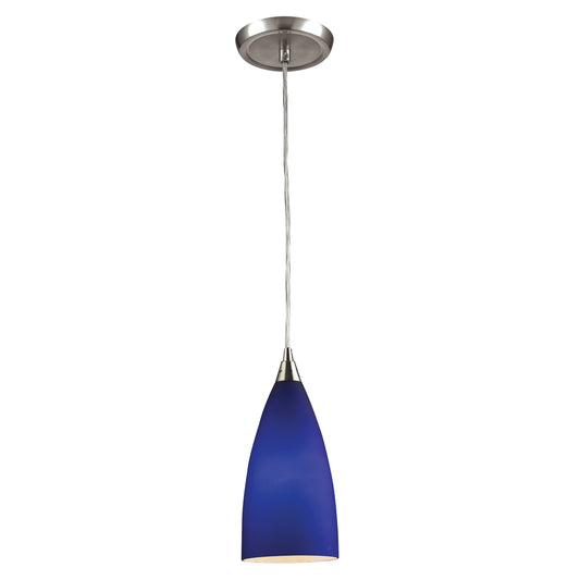 ELK SHOWROOM 2581/1 Vesta 5'' Wide 1-Light Pendant - Satin Nickel with Blue Glass