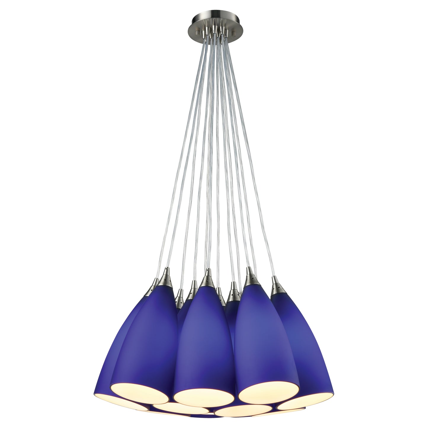 ELK SHOWROOM 2581-12SR Vesta 20'' Wide 12-Light Pendant - Satin Nickel with Blue Glass