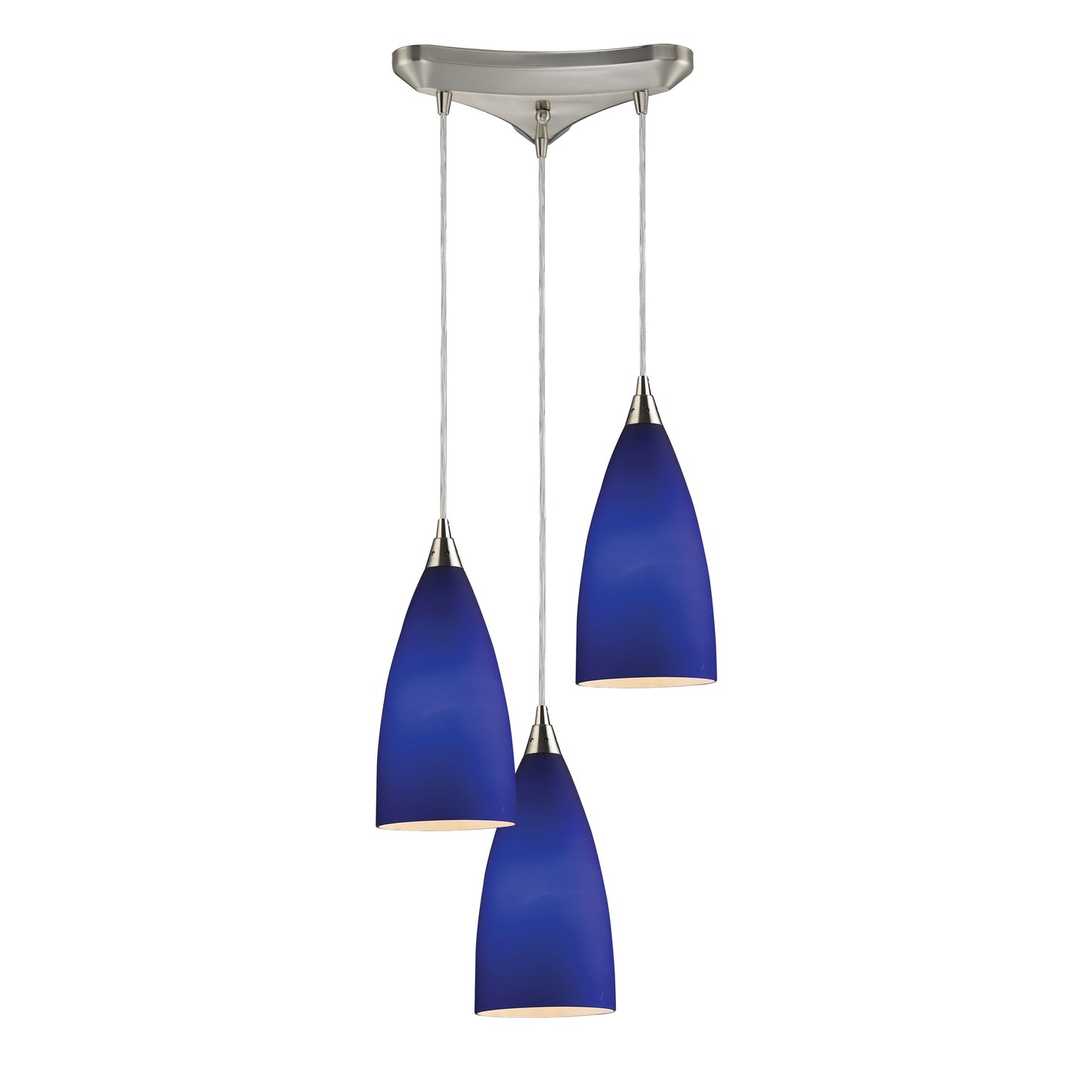 ELK SHOWROOM 2581/3 Vesta 10'' Wide 3-Light Pendant - Satin Nickel with Blue Glass