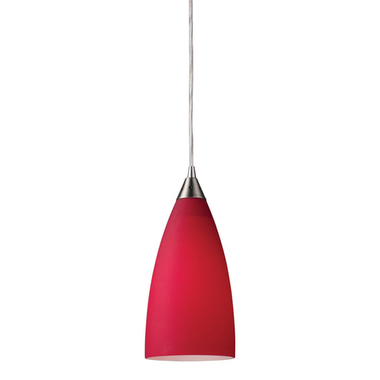 ELK SHOWROOM 2583/1 Vesta 5'' Wide 1-Light Pendant - Satin Nickel with Cardinal Red Glass