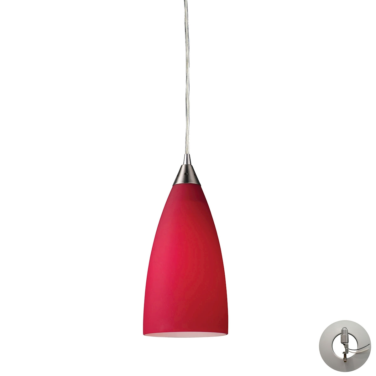 ELK SHOWROOM 2583/1-LA Vesta 5'' Wide 1-Light Pendant - Satin Nickel with Cardinal Red Glass (Includes Adapter Kit)