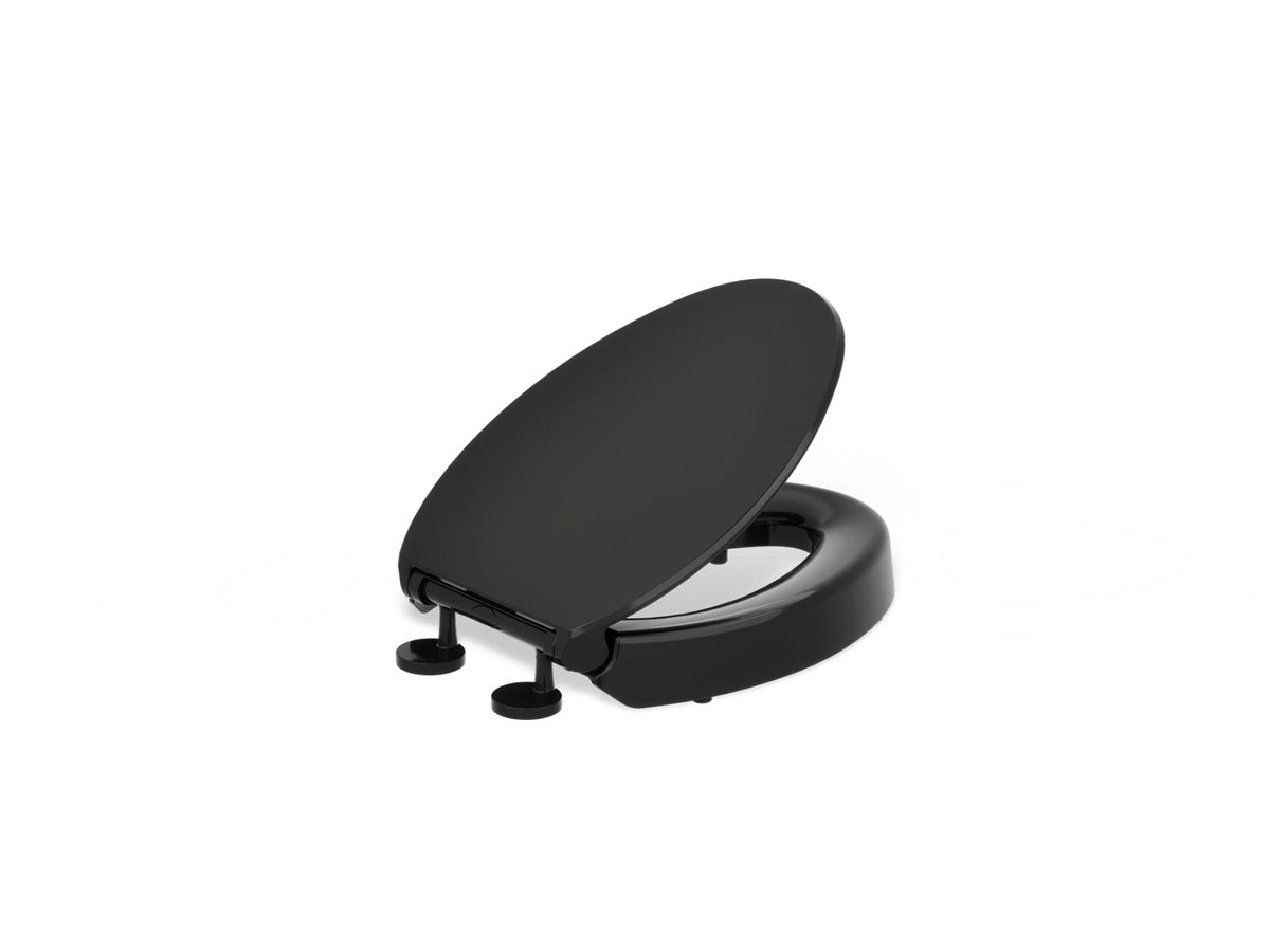 KOHLER K-25875-7 Hyten Elevated Quiet-Close Elongated Toilet Seat - Black Black