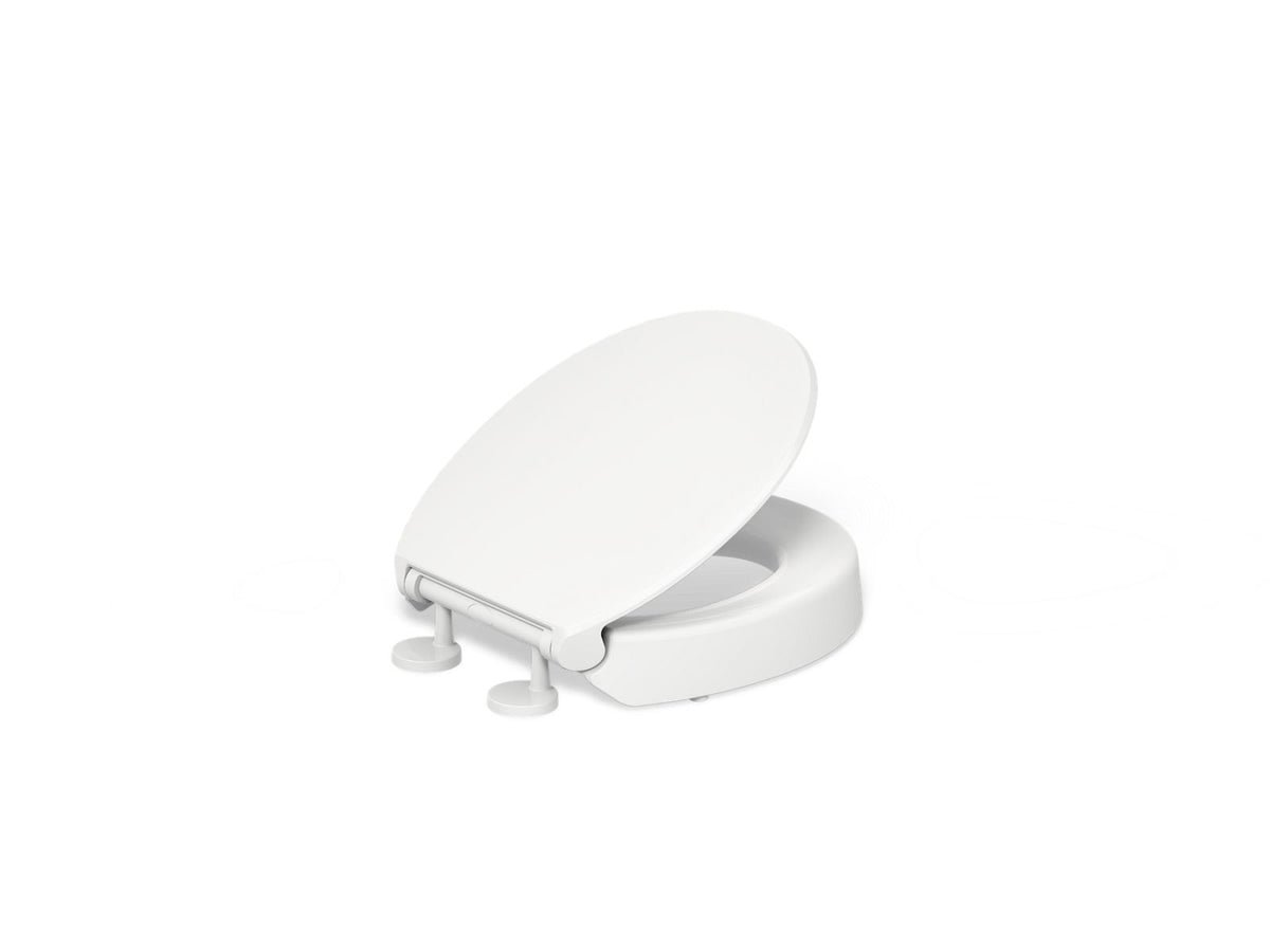 KOHLER K-25876-0 Hyten Elevated Quiet-Close Round-Front Toilet Seat - White