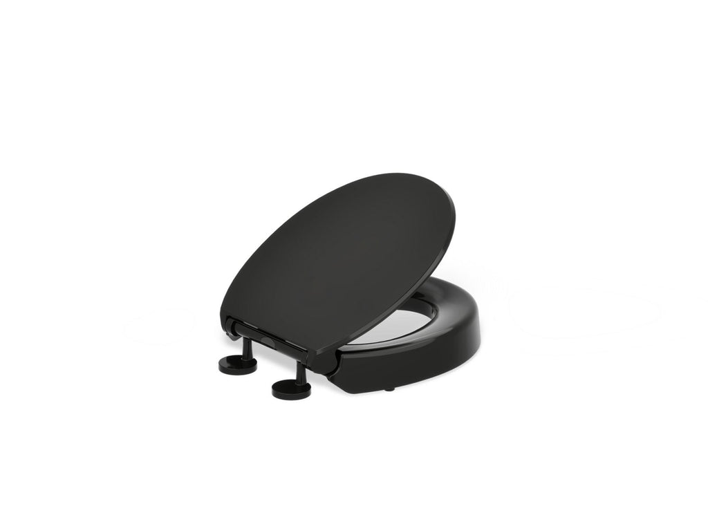 KOHLER K-25876-7 Hyten Elevated Quiet-Close Round-Front Toilet Seat - Black Black
