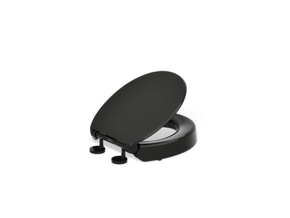 KOHLER K-25876-7 Hyten Elevated Quiet-Close round-front toilet seat - Black Black