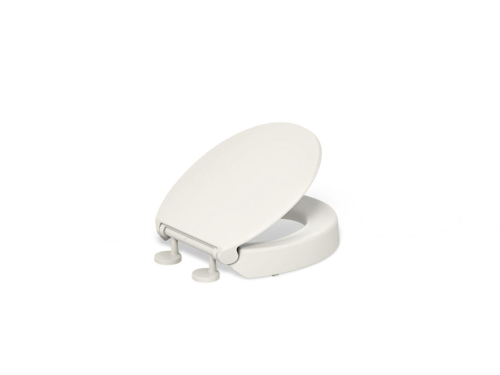 KOHLER K-25876-96 Hyten Elevated Quiet-Close Round-Front Toilet Seat - Biscuit