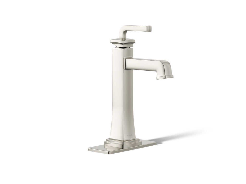 KOHLER K-26430-4N-SN Riff Tall Single-Handle Bathroom Sink Faucet, 0.5 Gpm - Vibrant Polished Nickel
