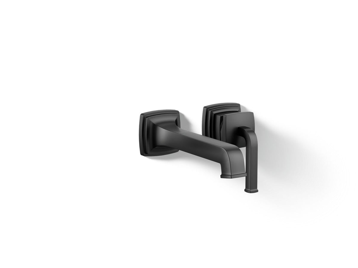 KOHLER K-26431-4-BL Riff Wall-Mount Single-Handle Bathroom Sink Faucet, 1.2 Gpm - Matte Black