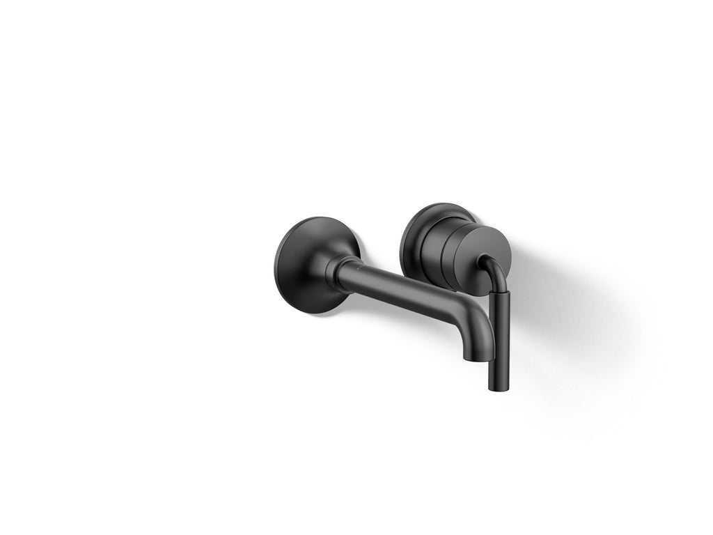 KOHLER K-26438-4-BL Tone Wall-Mount Single-Handle Bathroom Sink Faucet, 1.2 Gpm - Matte Black