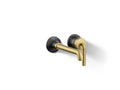 KOHLER K-26438-4-BMB Tone Wall-Mount Single-Handle Bathroom Sink Faucet, 1.2 Gpm - Matte Black With Brushed Moderne Brass