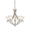 KICHLER 2020NI Dover 23" 5 Light Chandelier With Etched Seeded Glass In Brushed Nickel