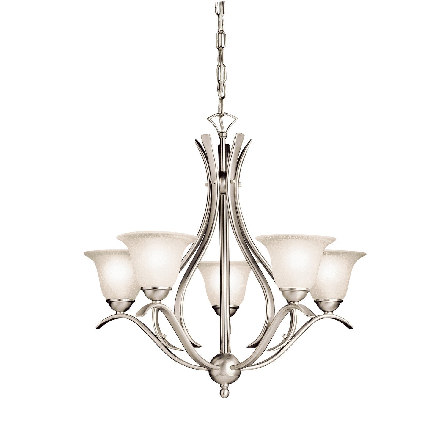 KICHLER 2020NI Dover 23" 5 Light Chandelier With Etched Seeded Glass In Brushed Nickel