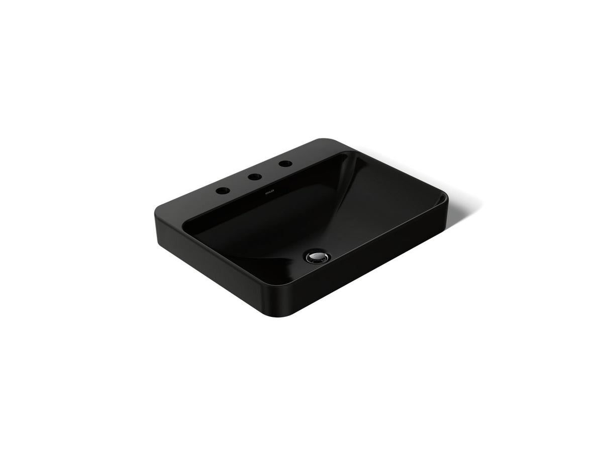 KOHLER K-2660-8-7 Vox 23" Rectangular Vessel Bathroom Sink - Black Black