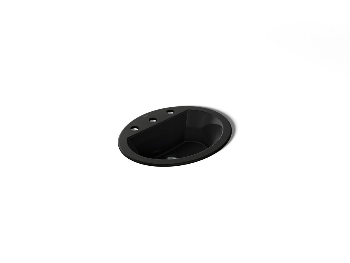 KOHLER K-2699-8-7 Bryant 20-1/4" Oval Drop-In Bathroom Sink - Black Black