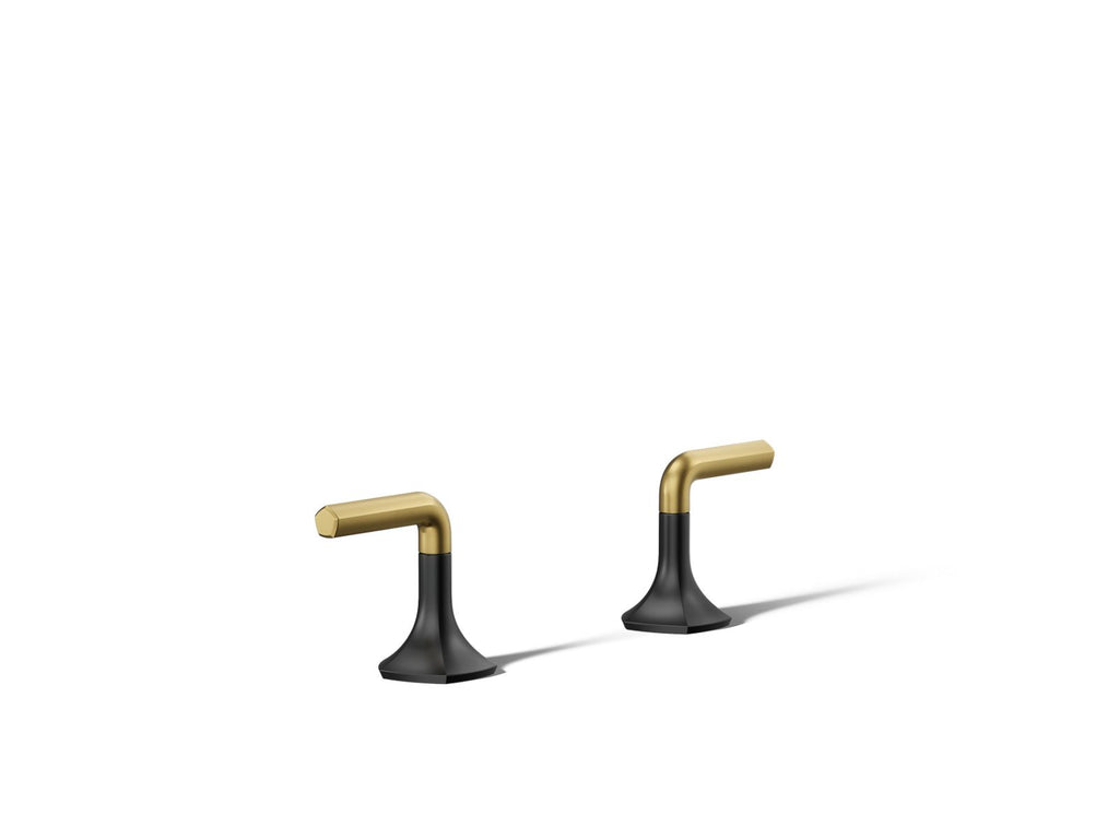 KOHLER K-27018-4-BMB Occasion Deck-Mount Bath Faucet Handles With Lever Design - Matte Black With Brushed Moderne Brass