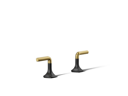 KOHLER K-27018-4-BMB Occasion Deck-mount bath faucet handles with Lever design - Matte Black with Brushed Moderne Brass