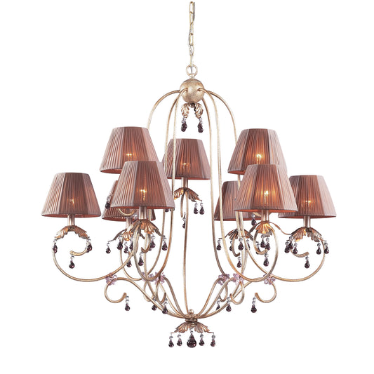 ELK SHOWROOM 2706/6+3 Olivissa Collection 9-Light Chandelier in a Bronzed Silver Finish